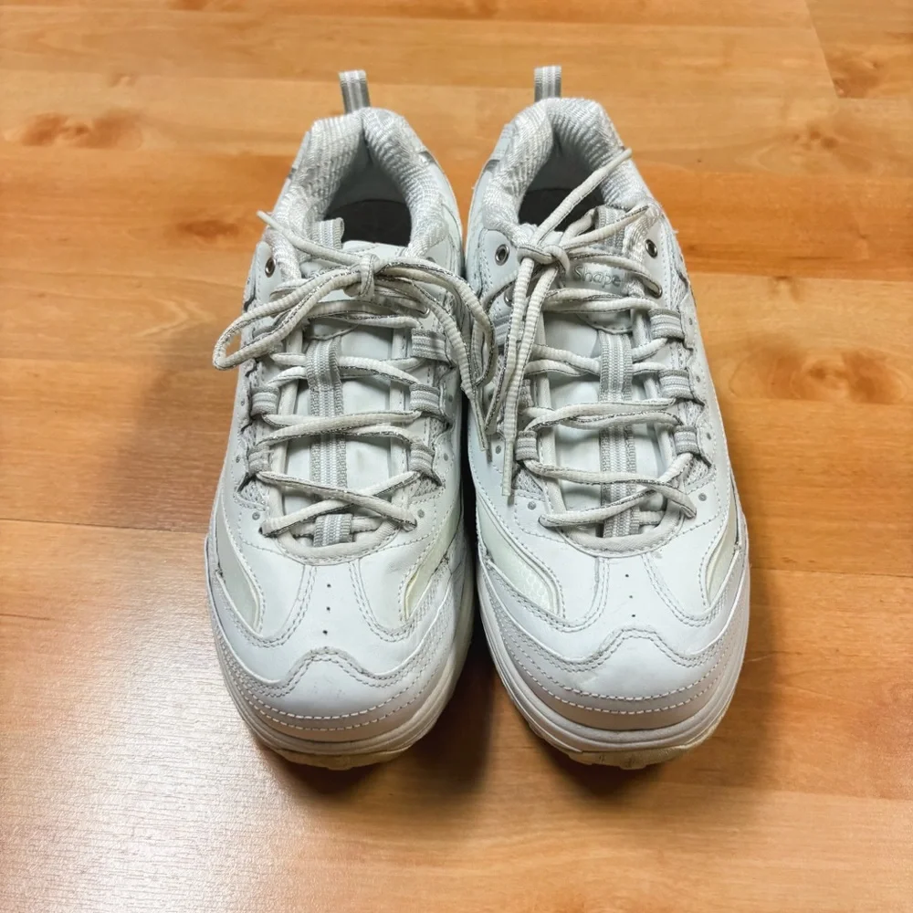 Skechers Shape Ups White Lace Up Toning Active Sneakers Womens Size 9.5